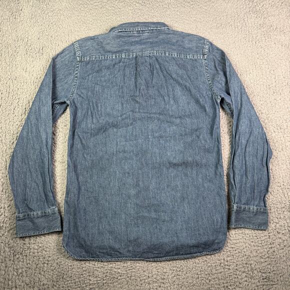 Buck Mason Vintage One Pocket Denim Shirt Mens Small Blue Indigo Long Sleeve - Picture 7 of 11